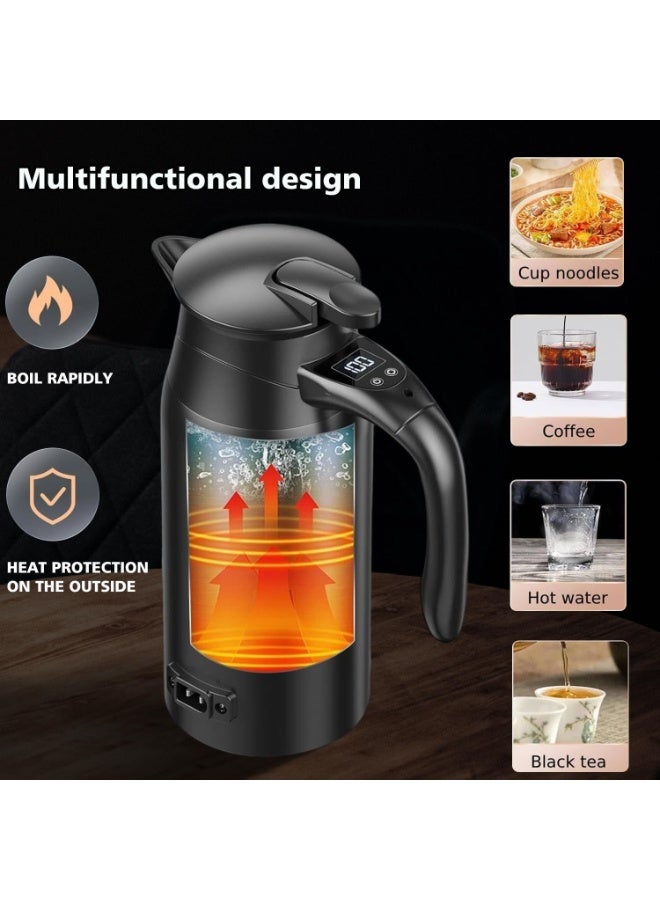 دينكس غلاية كهربائية للسيارة من أنججو مع شاشة LCD - سخان سفر محمول 12 فولت/24 فولت تيار مستمر، درجة حرارة قابلة للتعديل من 55 إلى 100 درجة مئوية، مصنوعة من الفولاذ المقاوم للصدأ 304، غليان سريع للشاي أو القهوة أو الحليب أو للاستخدام الخارجي (800 مل) - Image 4